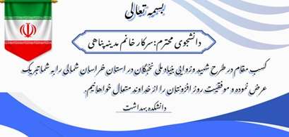 درخشش دانشجوی دانشگاه علوم پزشکی خراسان شمالی در طرح شهید وزوایی بنیاد ملی نخبگان